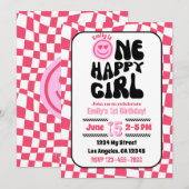 Een Happy Girl verjaardagsfeestje uitnodiging (Voorkant / Achterkant)
