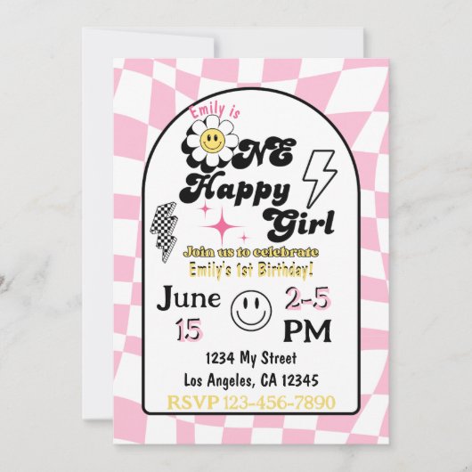 Een Happy Girl verjaardagsuitnodiging Kaart (Voorkant)