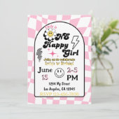 Een Happy Girl verjaardagsuitnodiging Kaart (Staand voorkant)