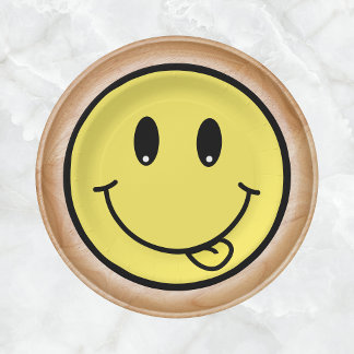 Eén Happy guy Emoji 1 verjaardagsdecoratie Papieren Bordje