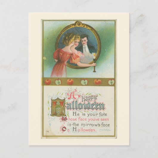 Een Happy Halloween Mirrow's Fate Vintage Briefkaart (Voorkant)