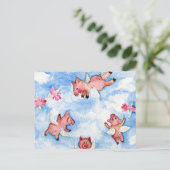 een Happy Herd of Flying Pigs Briefkaart (Staand voorkant)