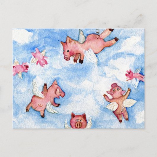 een Happy Herd of Flying Pigs Briefkaart (Voorkant)