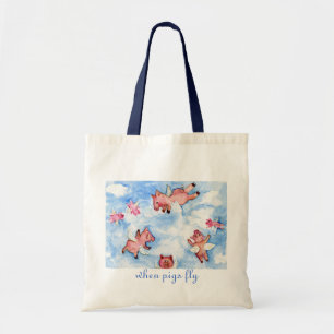 Een Happy Herd van Vliegende Varkens Tote Bag