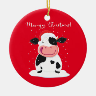 Een Happy Holstein-Koe wil je een prettig kerstfee Keramisch Ornament