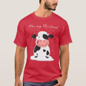 Een Happy Holstein-koe wil je een prettig kerstfee T-shirt (Voorkant)