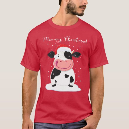 Een Happy Holstein-koe wil je een prettig kerstfee T-shirt (Voorkant)
