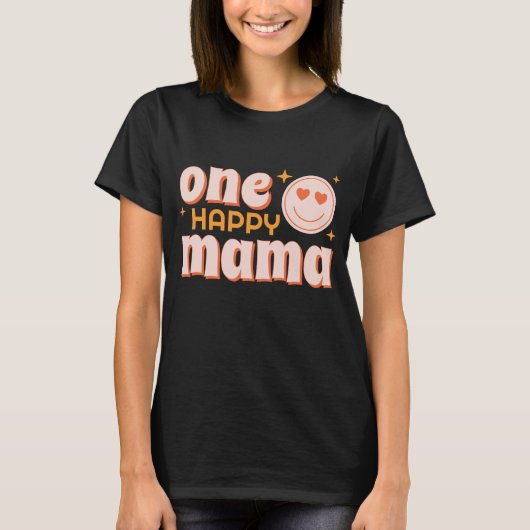 Eén Happy Mama Retro First Birthday Shirt (Voorkant)