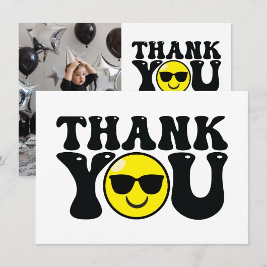 Eén Happy Man Birthday Flat Foto bedankt (Voorkant / Achterkant)