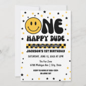 EÉN Happy Man First Birthday Invitation Kaart (Voorkant)