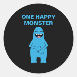 Eén Happy Monster Halloween Birthday Custom Text Ronde Sticker
