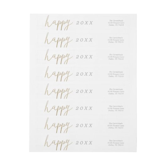 Een Happy New Year Return-adreslabel (Vel)