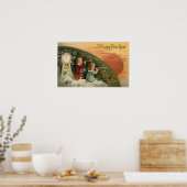 Een Happy New YearKids die Trumpets blaast Poster (Keuken)