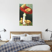 Een Happy Paaskip op Red Mushroom Canvas Afdruk (Insitu (Slaapkamer))
