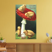 Een Happy Paaskip op Red Mushroom Canvas Afdruk (Insitu (Woonkamer))