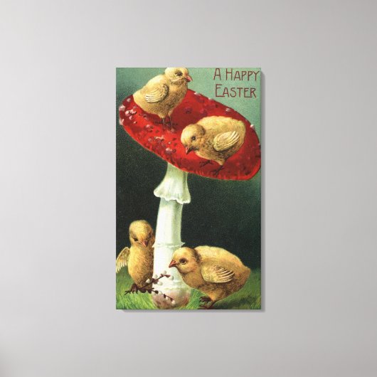 Een Happy Paaskip op Red Mushroom Canvas Afdruk (Voorkant)