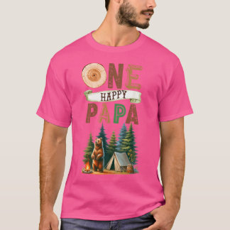 Een Happy Papa Camper Eerste Verjaardag Camping Be T-shirt