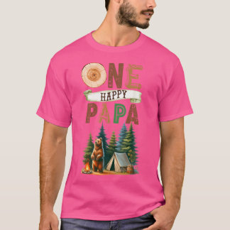 Een Happy Papa Camper Eerste Verjaardag Camping Be T-shirt