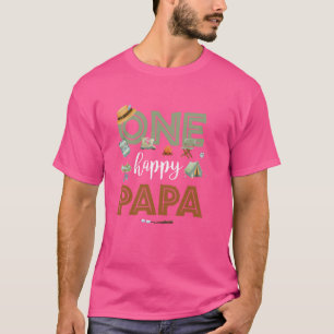 Een Happy Papa Camper Eerste Verjaardag Camping Pa T-shirt