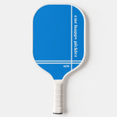 Een Happy Pickler Blauw Wit Initialen Grappig Pickleball Paddle (Achterkant)