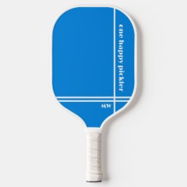 Een Happy Pickler Blauw Wit Initialen Grappig Pickleball Paddle