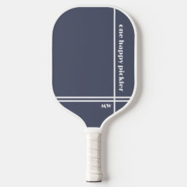 Een Happy Pickler Luxe Grijs Wit Initialen Grappig Pickleball Paddle
