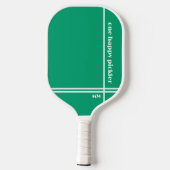 Een Happy Pickler Mint Groen Wit Initialen Grappig Pickleball Paddle (Achterkant)