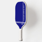 Een Happy Pickler Navy Blauw Wit Initialen Grappig Pickleball Paddle (Links)