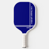 Een Happy Pickler Navy Blauw Wit Initialen Grappig Pickleball Paddle (Achterkant)