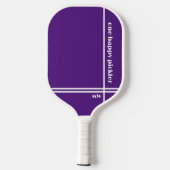 Een Happy Pickler Paarse witte Initialen Grappig Pickleball Paddle (Achterkant)