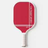 Een Happy Pickler Rood Wit Initialen Grappig Pickleball Paddle (Achterkant)