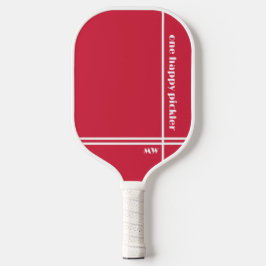 Een Happy Pickler Rood Wit Initialen Grappig Pickleball Paddle