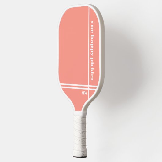 Een Happy Pickler Roze Wit Initialen Grappig Pickleball Paddle (Links)