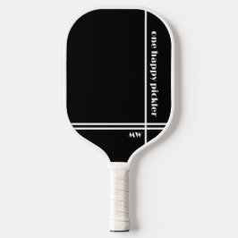 Een Happy Pickler Zwart Wit Initialen Grappig Pickleball Paddle