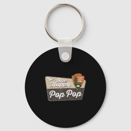 Een Happy Pop Pop Camper Matching Verjaardag Decor Sleutelhanger (Voorkant)