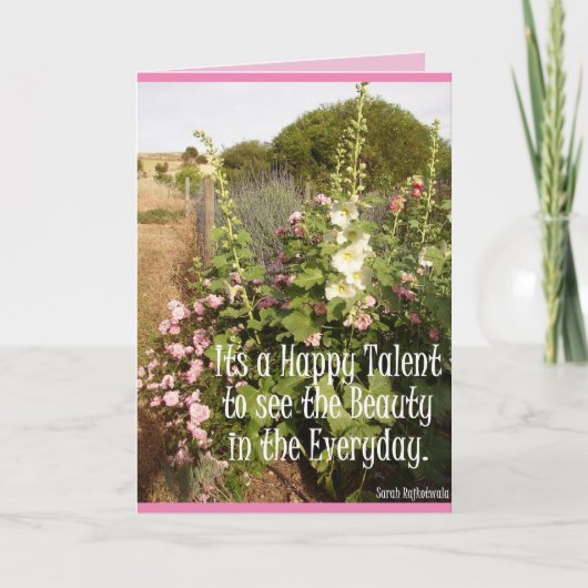 Een Happy Talent Pink Hollyhocks florale Kaart (Voorkant)