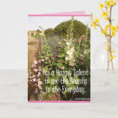 Een Happy Talent Pink Hollyhocks florale Kaart (Gele Bloem)