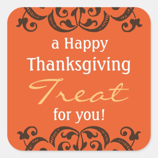 een Happy Thanksgiving Treat v2 Vierkante Sticker (Voorkant)
