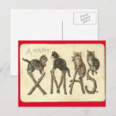  Een Happy Xmas Cat's Christmas Post Kaart (Voorkant / Achterkant)