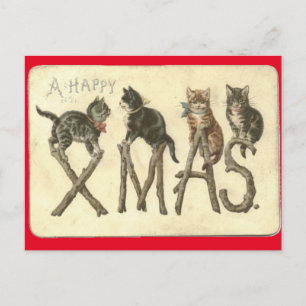Een Happy Xmas Cat's Christmas Post Kaart