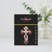 Een harmonieuze mix: kruis met rood en wit design briefkaart (Staand voorkant)