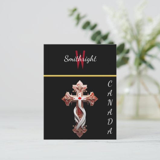 Een harmonieuze mix: kruis met rood en wit design briefkaart (Staand voorkant)