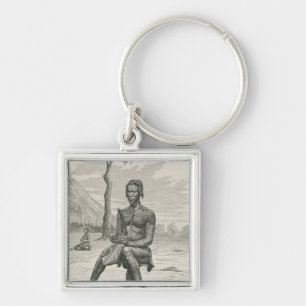 Een Harp Player van de Azandeh of Nyam-Nyams Sleutelhanger