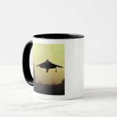 Een Harrier-vliegtuig landt op de Mall bij zonsopg Mok (Voorkant links)