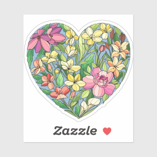 Een hart gevuld met bloemen sticker (Vel)