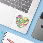 Een hart gevuld met bloemen sticker (Laptop met iPhone)