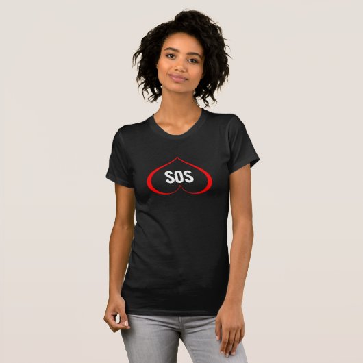 EEN HART IN NOOD SOS Rood T-shirt (Voorkant volledig)