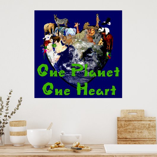 Eén hart op planet poster (Keuken)