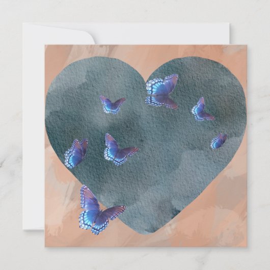 Een hart van blauw, zo kalm en diep feestdagenkaart (Voorkant)