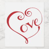Een hart van de liefde in het rood wijn etiket (Enkel label)